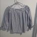 American Eagle Outfitters Tops | Aeo Blue And White Striped Off The Shoulder Shirt | Color: Blue/White | Size: M