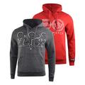 Crosshatch Mens Casual Hoodie (2 Pack) Classic Graphic Hooded Long Sleeve Sweatshirt(M,Red-Charcoal)