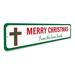 Lizton Sign Shop, Inc Christmas Cross Aluminum Sign Aluminum in Gray/Green/Red | 4 H x 18 W x 0.04 D in | Wayfair 74-A418