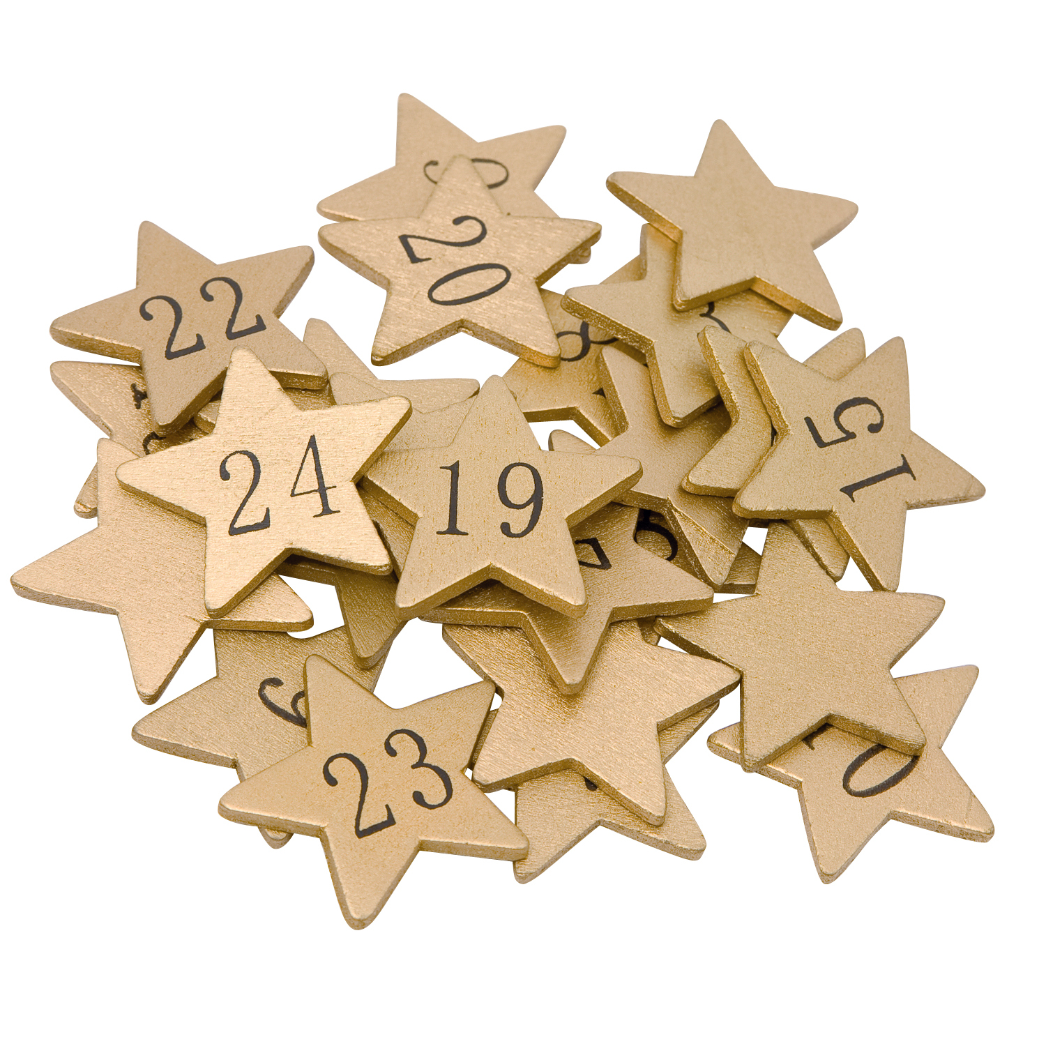Chiffres pour calendrier de l'Avent "étoiles", doré