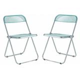 Lawrence Acrylic Folding Chair With Metal Frame, Set of 2 - LeisureMod LF19G2