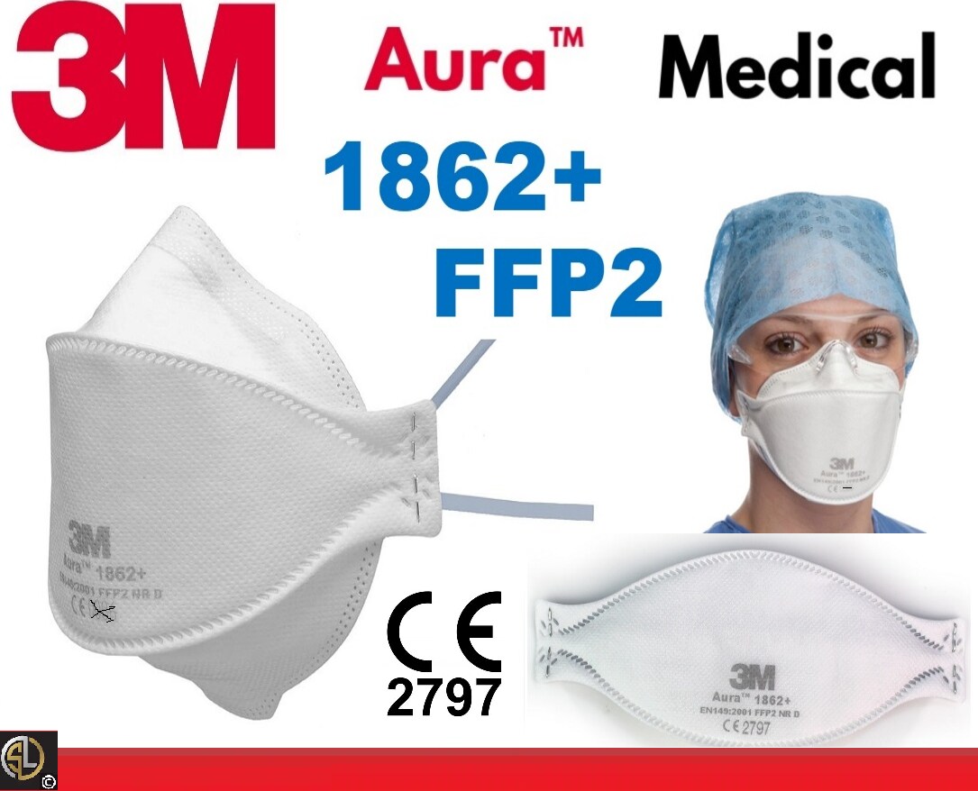 3M™ Aura™ Atemschutzmaske 1862+ FFP2 ohne Ventil I Filter I Spezial Typ Medizin Image
