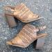 American Eagle Outfitters Shoes | American Eagle Laser Etched Brown Peep Toe Heels 8 | Color: Brown/Tan | Size: 8