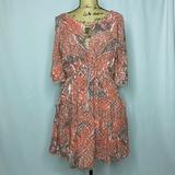 Free People Dresses | Free People Orange Gray Abstract Peasant Dress | Color: Gray/Orange | Size: M