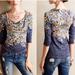 Anthropologie Tops | Anthropologie Postmark Floral Print Cowl Neck Top | Color: Blue/Yellow | Size: M