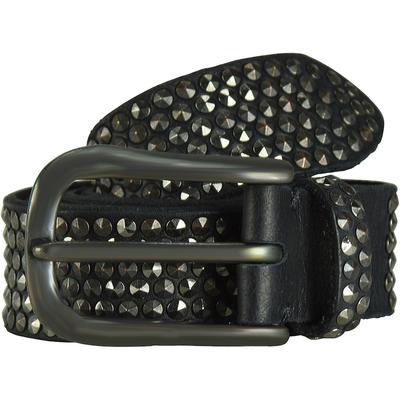 b.belt - Nietengürtel Leder Gürtel 1 ct Schwarz Herren