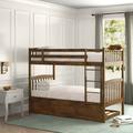 Greyleigh™ Baby & Kids Thomson Twin Over Twin Bed w/ Trundle, Mattresses Not Included Wood in Brown | 65 H x 42 W x 79.8 D in | Wayfair