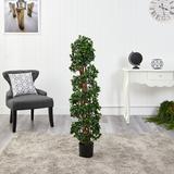 Primrue English Ivy Spiral Topiary Artificial Tree w/ Natural Trunk UV Resistant (Indoor/Outdoor) Plastic | 54 H x 10 W x 10 D in | Wayfair