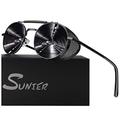 Sunier Retro Round Steampunk Sunglasses Side Shield Goggles Gothic Sun Glasses Black Size: Medium