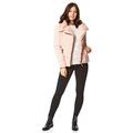 Roman Originals Women Faux Fur Collar Padded Coat - Ladies Puffer Jacket with Pockets Asymmetric Diagonal Zip Comfy Day Casual Autumn Winter Thick Lined Fashion Bubble Biker - Pink - Size 14