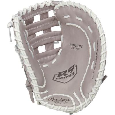 Rawlings R9 12.5" Overlapping Fastback Design Fastpitch Softball Glove - Right Hand Throw Gray