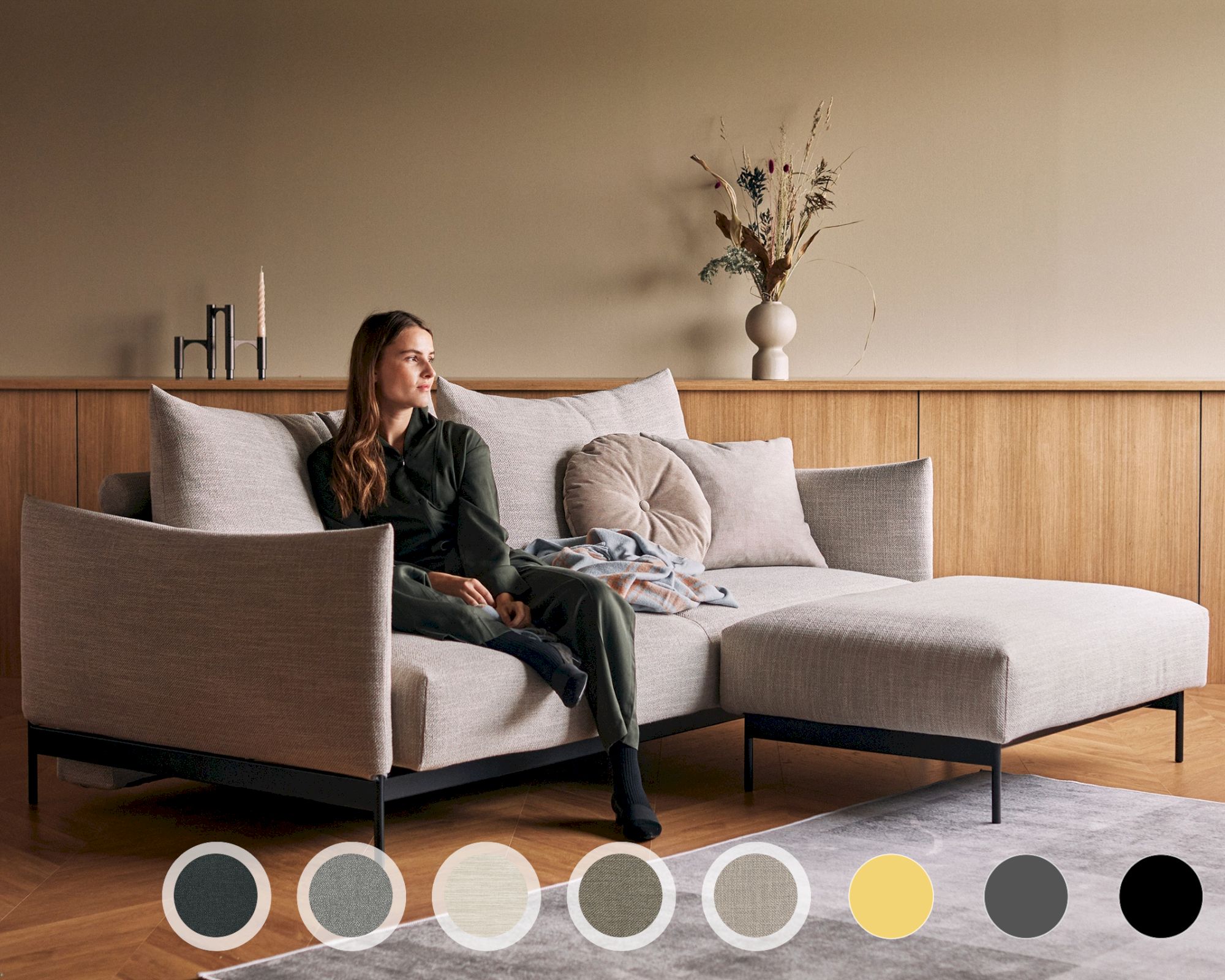 Innovation »Malloy« Klappsofa 612 Blida Sand Grey