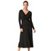 Plus Size Women's Draped Bodice Knit Midi Dress by ellos in Black (Size 26/28)