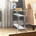 17 Stories Accent Table, Side, End, Narrow, Small, 2 Tier, Living Room, Bedroom, Metal, Tempered Glass in Gray/White | 22 H x 24 W x 12 D in | Wayfair