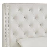 Willa Arlo™ Interiors Walthall Wingback Headboard Faux Leather/Upholstered in White | 52.76 H x 64.17 W x 8.66 D in | Wayfair