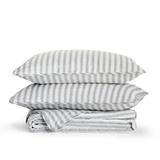 Birch Lane™ Fernandes Ticking Cotton Reversible Quilt Set Polyester/Polyfill/Cotton in Gray/White | Twin Quilt + 1 Standard Sham | Wayfair