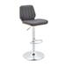Sabine Adjustable Swivel Gray Faux Leather with Walnut Back and Chrome Bar Stool - Armen Living LCSBBAWAGR