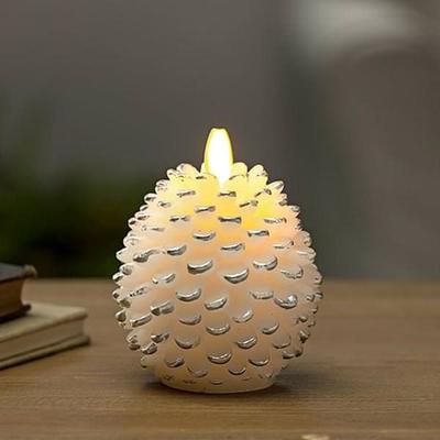 Gerson 02331 - 3.5" Ivory Pine Cone Wax Battery Operated Candle