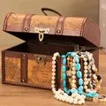 Boîte de rangement pour bijoux coffre décoratif en bois # W0