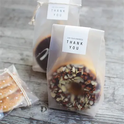 Sac d'Emballage Translucide en Plastique Pochettes Cadeaux pour Biscuits Bonbons Gâteaux Chi