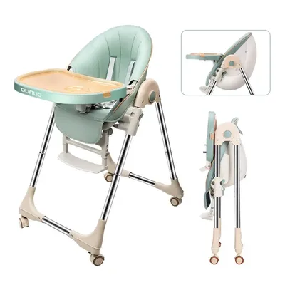 Chaise haute en cuir PU pour enfants de 6 mois à 6 ans réglable pliable coussin sécurité