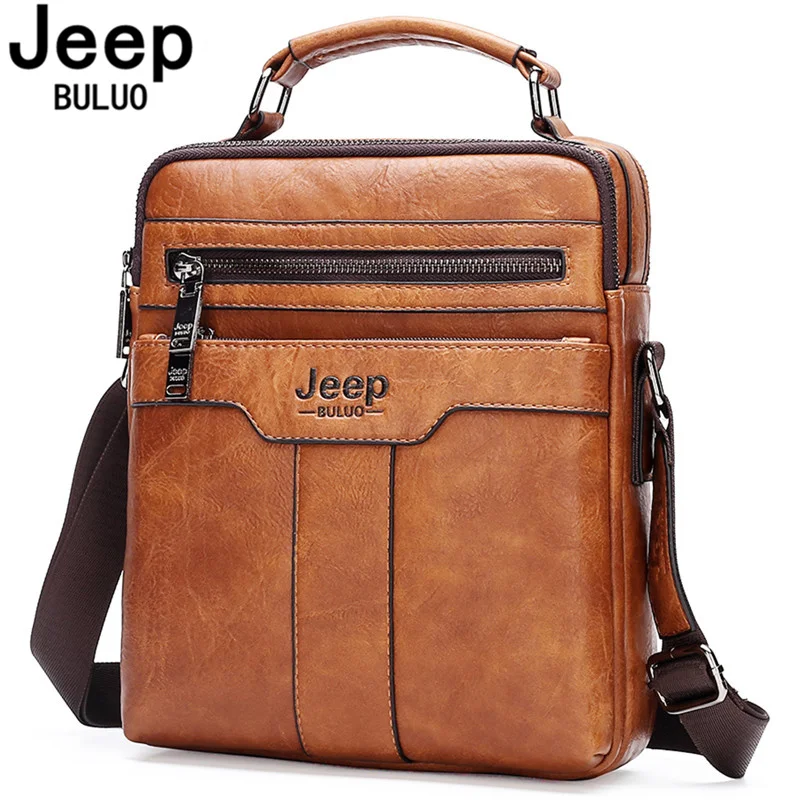 JEEP BULUO sacs à bandoulière pour hommes chauds sac à main en cuir fendu mode homme d'affaires sac de messager fourre-tout de haute qualité