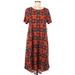 Lularoe Dresses | Lularoe Carly Dress Medium Geo Prism Pattern Nwt | Color: Red/Tan | Size: M