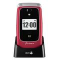 Primo 418 by Doro GSM Großtasten Mobiltelefon mit großem Farbdisplay, Fallsensor, GPS Ortung, Kardio-Messfunktion, Taschenlampe, FM-Radio, Kalender, inkl. Tischladestation, rot