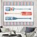 East Urban Home Watercolor Nautical Paddles - Wrapped Canvas Painting Print Metal in Blue/Red | 30 H x 40 W x 1.5 D in | Wayfair