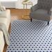 Blue 63 x 0.28 in Area Rug - George Oliver Horley Geometric White/Navy Area Rug Polypropylene | 63 W x 0.28 D in | Wayfair