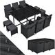 Polyrattan Sitzgruppe Baracoa xl 11-teilig – Gartenmöbel Set mit 6 x Stühle, 4 Hocker & Tisch für