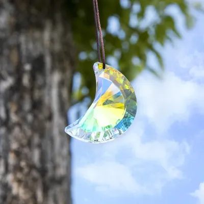H & D – pendentif attrape-soleil en forme de lune et de cristal couleur arc-en-ciel accessoire de