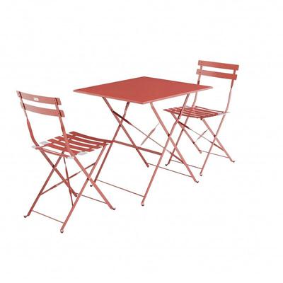 Foldable bistro garden set - Square Emilia terracota - Table 70x70cm with two foldable chairs,