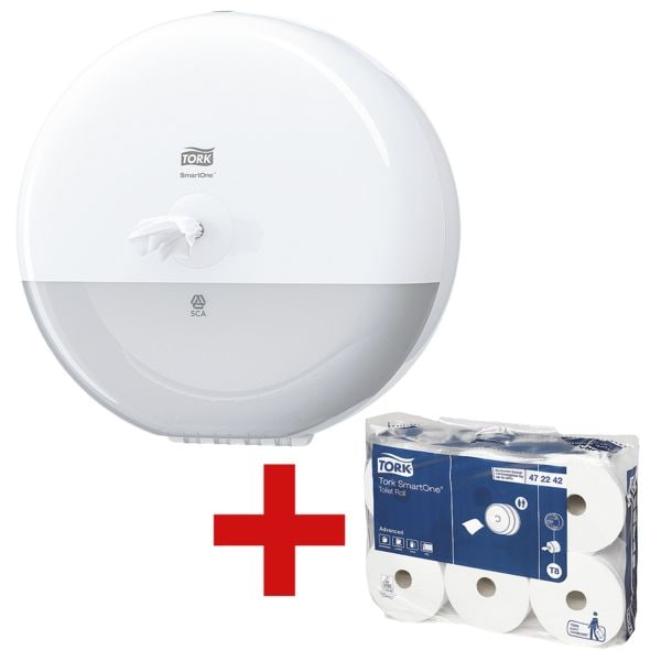 Tork Komplett-Set Toilettenpapier-Spender »SmartOne® T8 weiß« für Jumbo-Einzelrollen weiß, 27x17x27 cm Image