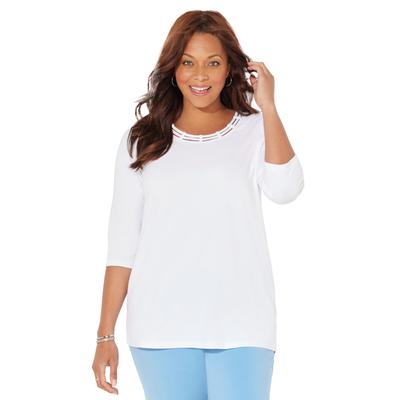 Plus Size Women's Suprema Strappy Neckline Top by Catherines in White (Size 5X)