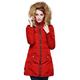 Orolay Women's Down Jacket with Faux Fur Trim Hood Red L