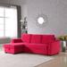 Red Sectional - Mercer41 Pancoast 91" Wide Velvet Reversible Sleeper Sofa & Chaise Velvet | 33.5 H x 91 W x 57.5 D in | Wayfair