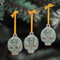 The Holiday Aisle® Delightful Santas Hanging Figurine Ornament Ceramic/Porcelain in Blue/Yellow | 2.6 H x 1.8 W x 0.7 D in | Wayfair