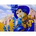 Bloomsbury Market Musing of Azure Mask - Graphic Art Print on Canvas in Blue/Yellow | 33 H x 43 W x 2 D in | Wayfair