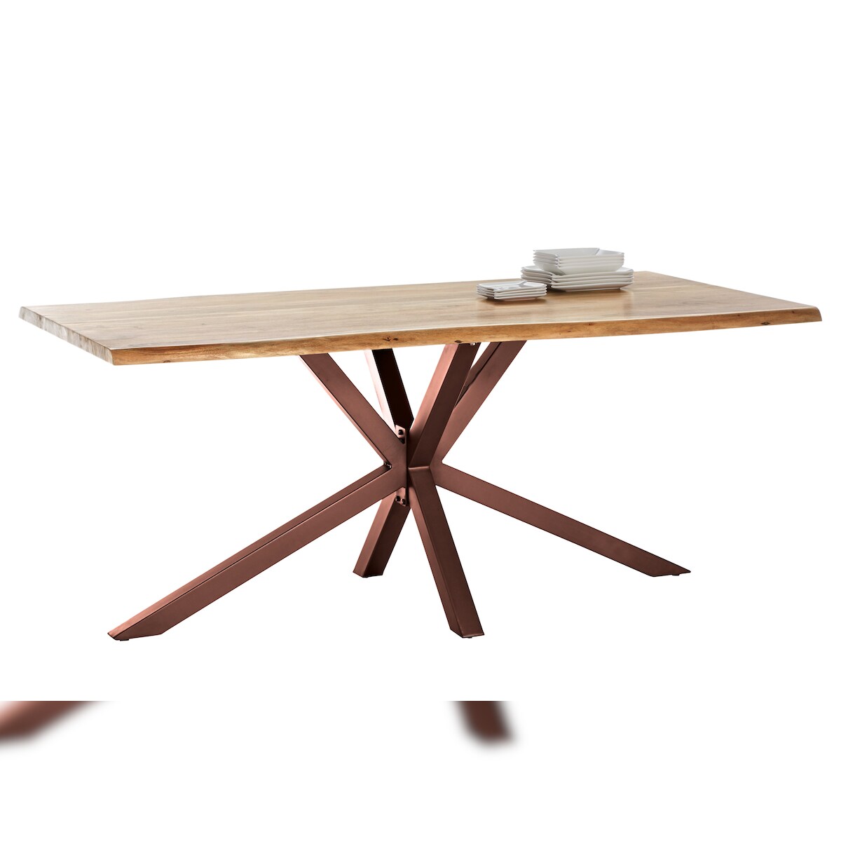 SIT Möbel Baumkante-Esstisch 180 cm aus Akazie | Platte 56 mm natur | Gestell Metall braun | B 180 x T 100 x H 80 cm | 15202-00 | Serie TABLES & CO Image