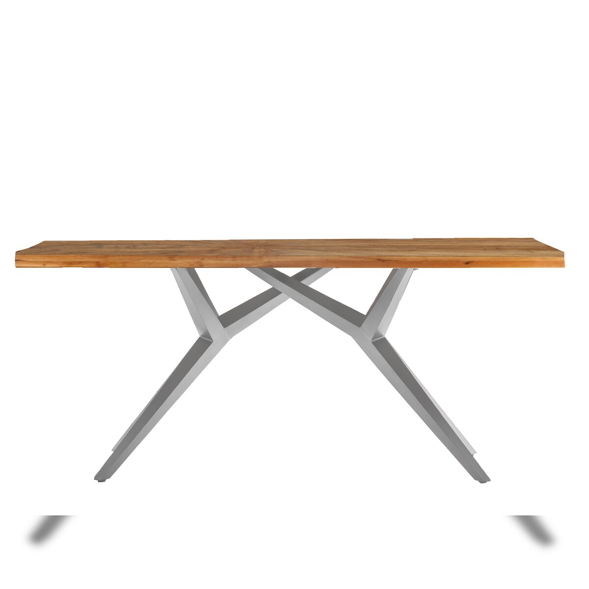 SIT Möbel Esstisch 180 cm | Tischplatte 50 mm Teak natur | Gestell Metall antiksilber | B 180 x T 100 x H 76 cm | 15521-40 | Serie TABLES & CO Image