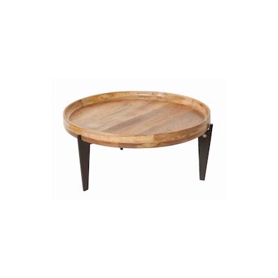 SIT Möbel Beistelltisch Tom Tailor | Platte abnehmbar | Platte Mango natur | Metallbeine schwarz | B 75 x T 75 x H 34 cm