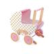 Janod - Candy Chic Wooden Pram - with Pillow and Blanket - Quiet Rubber Wheels - Removable Anti-Tip System - Baby Accessories - from 18 Months Old, J05886