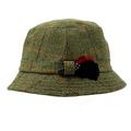 Teflon Coated Wool Tweed Bucket Poacher Hat in Olive Size Large