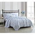Laura Ashley Home Quilt Set-100 Cozy, Soft and Breathable-Reversible & Medium-Weight for All Seasons, Cotton, Blue, Twin