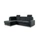 CAVADORE Ecksofa Clint / L-Form Sofa mit Federkern und Ottomane links / Inkl. Schlaffunktion & 2 Kopfstützen / Soft Clean: Leichte Fleckenentfernung / 246 x 86 x 165 / Flachgewebe: Grau