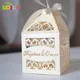 Boîte à bonbons romantique découpée au laser avec nom et logo personnalisés souvenirs de mariage