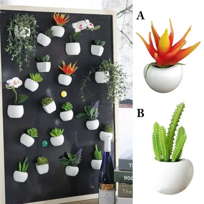 Autocollants de réfrigérateur de plantes succulentes de fleur de simulation bonsaï plantes en pot