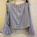 Free People Tops | Free People Off-The-Shoulder Long Sleeved Shirt, M | Color: Blue/White | Size: M