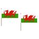 AZ FLAG STOCKFLAGGE Wales 45x30cm mit holzmast - 10 stück WALISISCHE STOCKFAHNE 30 x 45 cm - flaggen